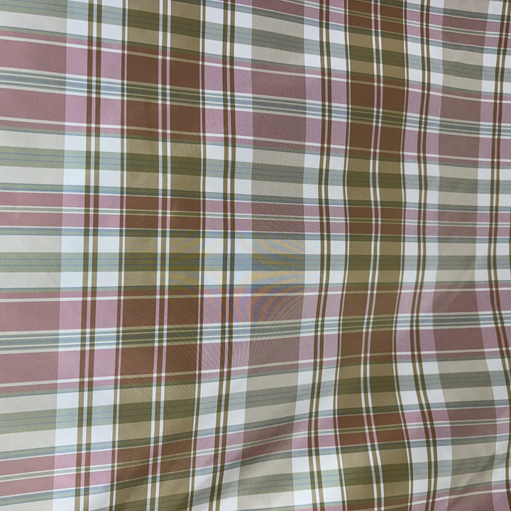 Grisanne Striped Square Geometric Silk Fabric in Green/Rose
