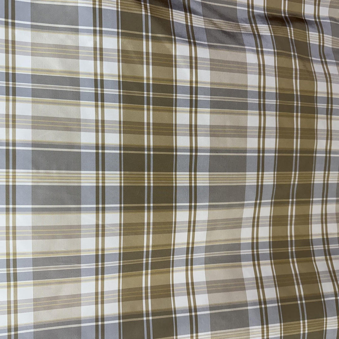 Grisanne Striped Square Geometric Silk Fabric in Gray/Taupe