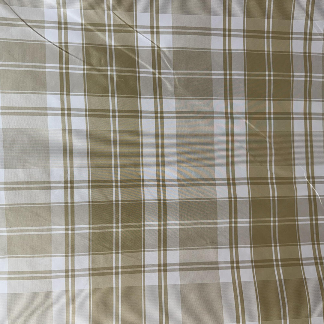 Grisanne Striped Square Geometric Silk Fabric in White/Taupe