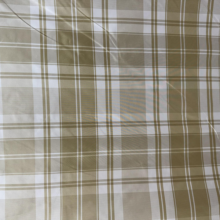 Grisanne Striped Square Geometric Silk Fabric in White/Taupe