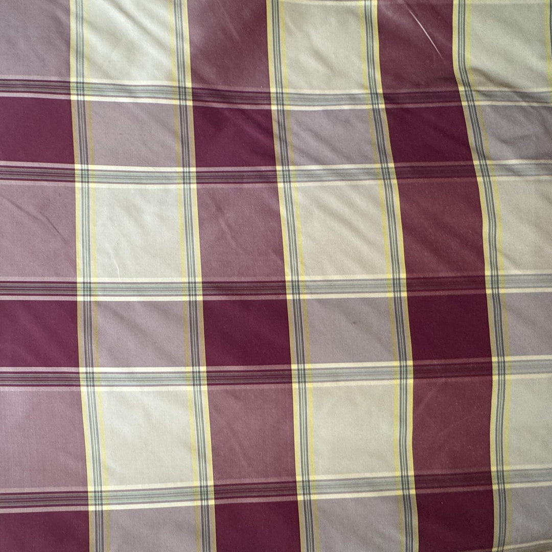 Hollavie Multi-Colored Striped Plaid Silk Fabric in Blossom