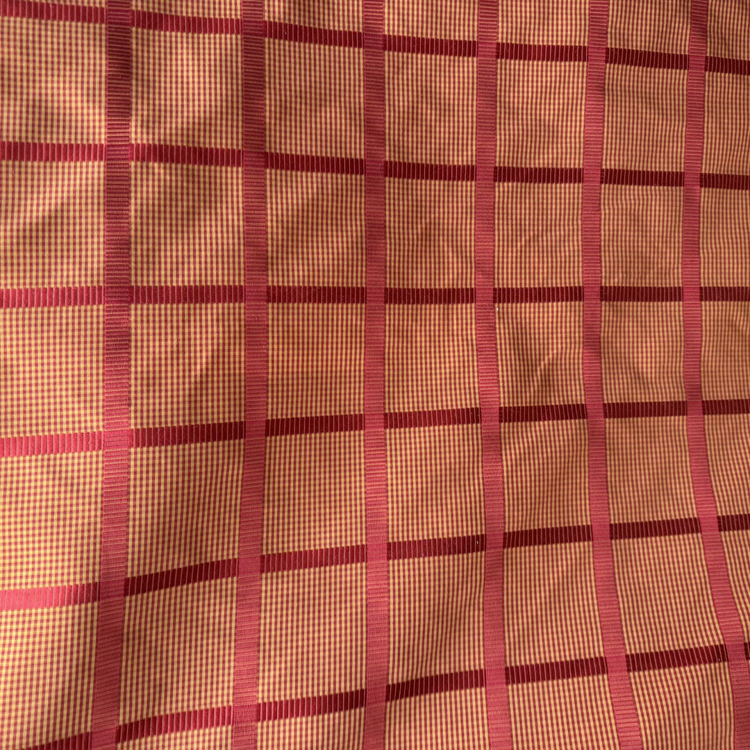 Junessa Striped Square Geometric Silk Fabric in Red Brick
