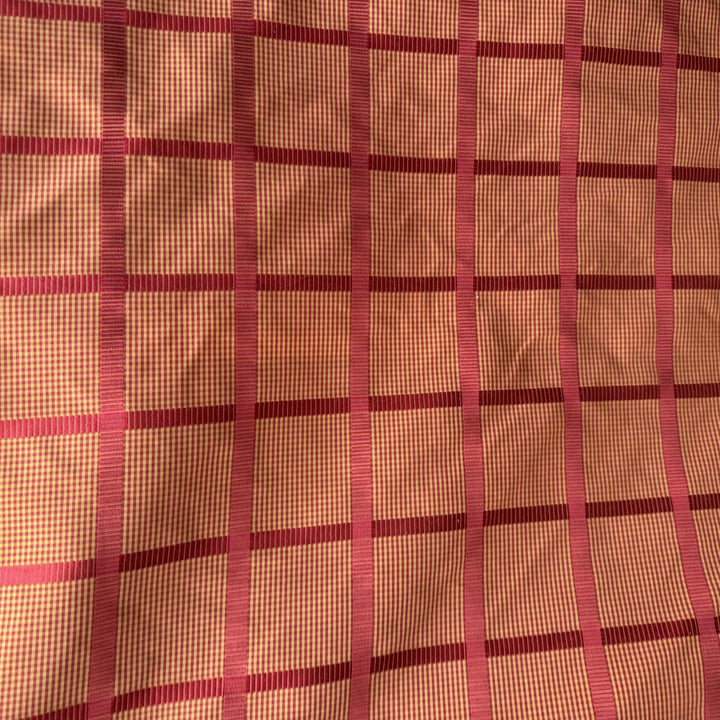 Junessa Striped Square Geometric Silk Fabric in Red Brick
