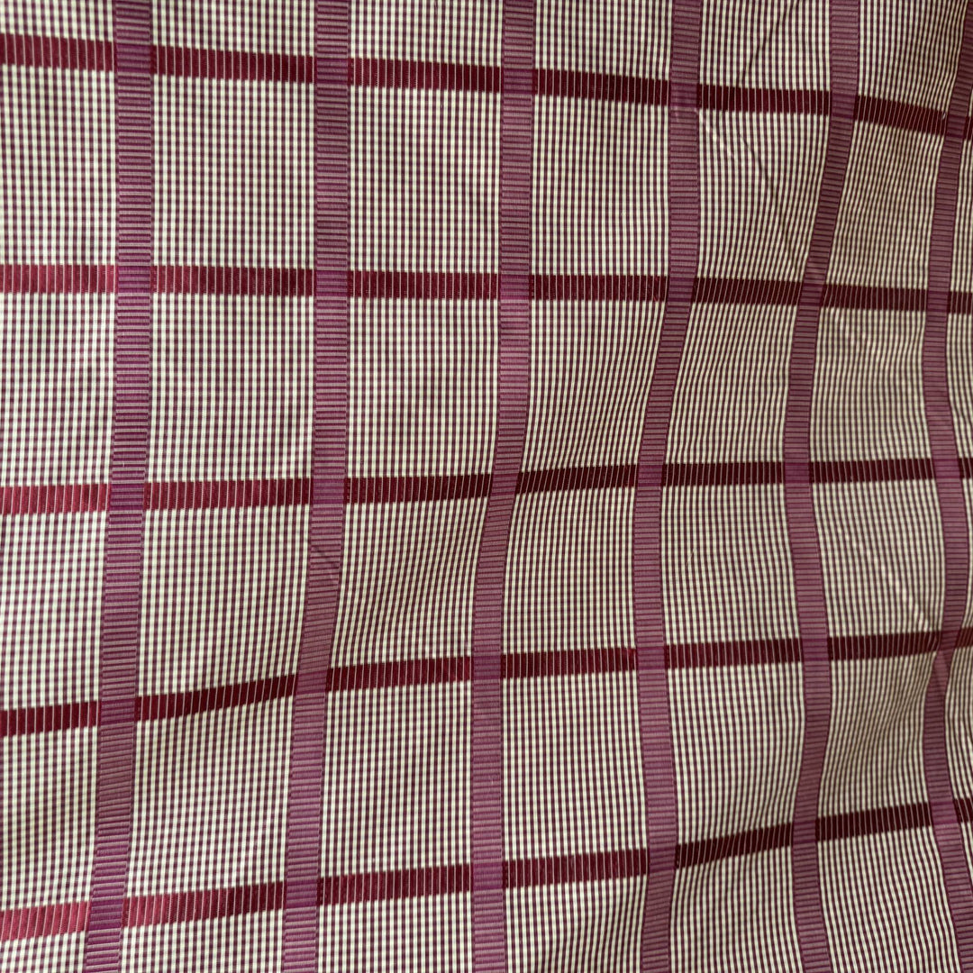 Junessa Striped Square Geometric Silk Fabric in Scarlet
