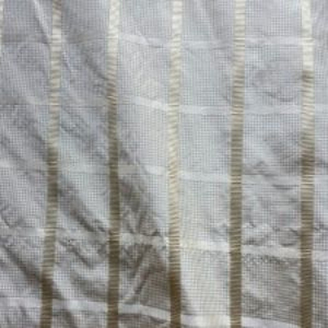 Junessa Striped Square Geometric Silk Fabric in Vanilla