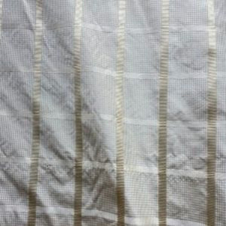 Junessa Striped Square Geometric Silk Fabric in Vanilla