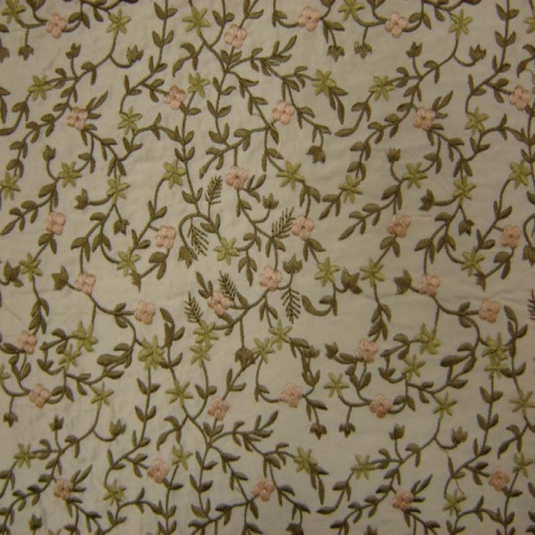 Kelvanne Floral Embroidered Silk Fabric in Apricot