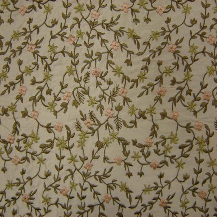 Kelvanne Floral Embroidered Silk Fabric in Apricot