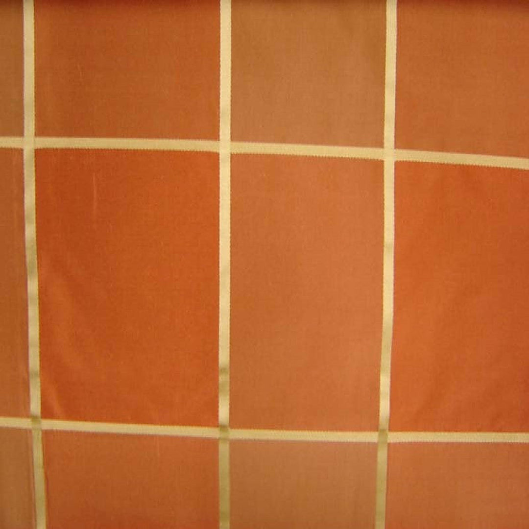 Lisorelle Striped Square Geometric Silk Fabric in Brick