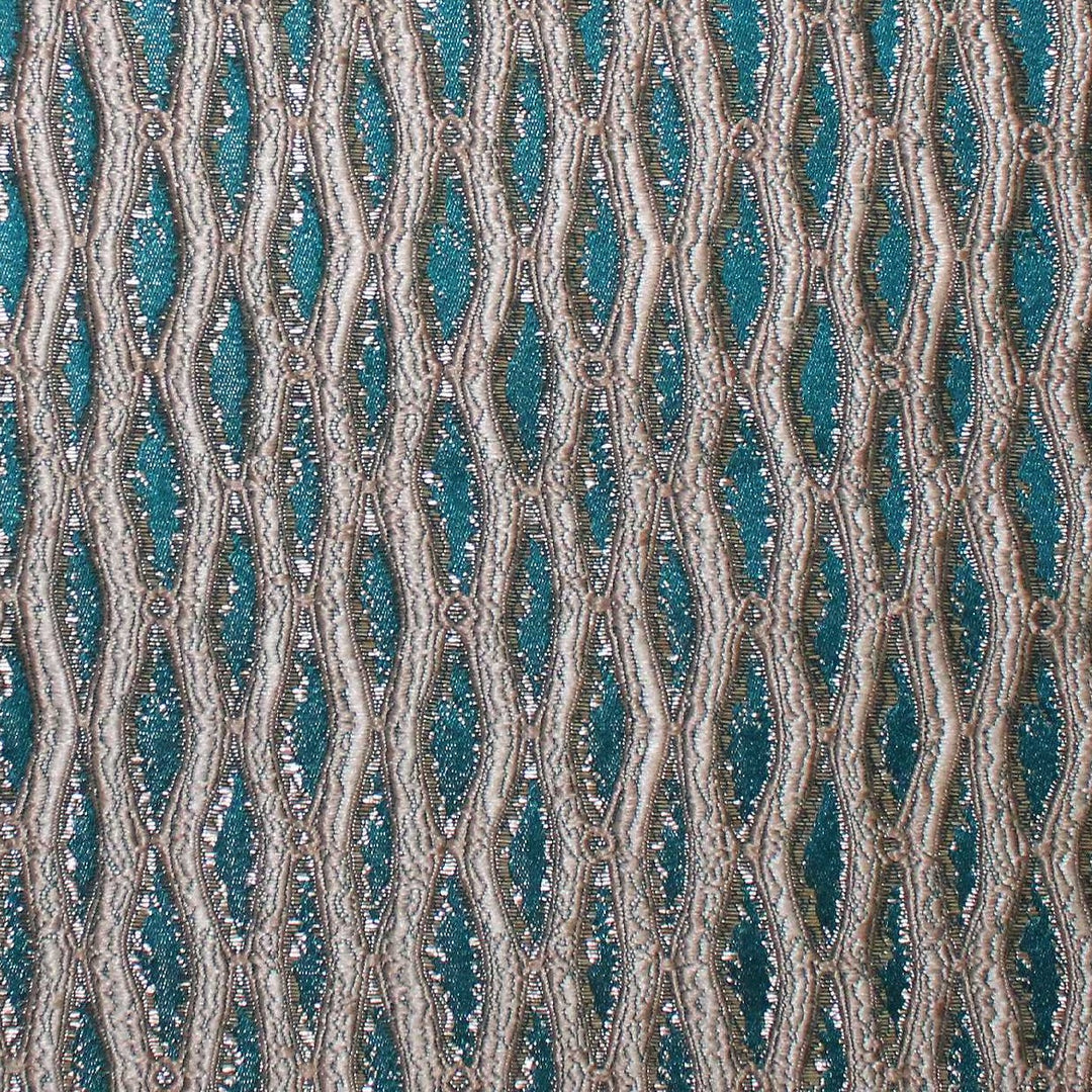 Montrelle Peacock Blue Textured Damask Jacquard Brocade Fabric