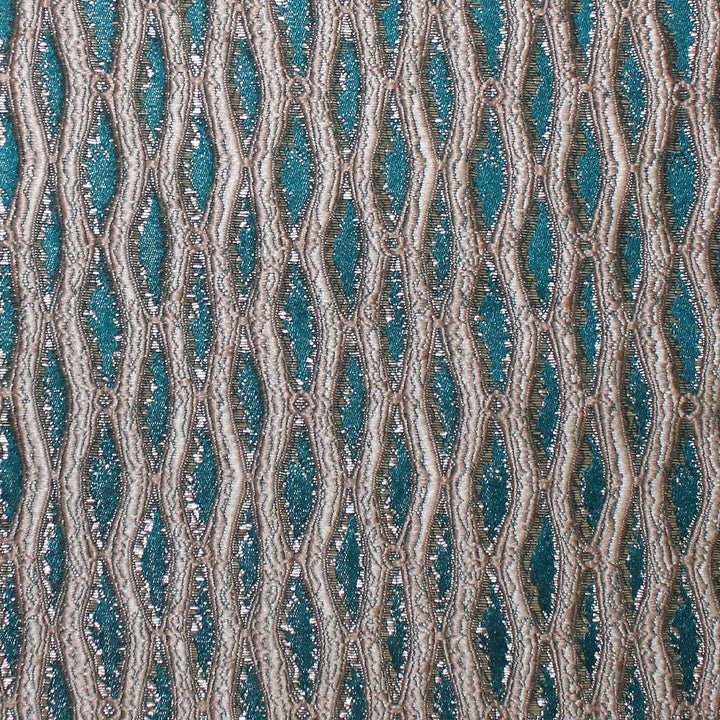 Montrelle Peacock Blue Textured Damask Jacquard Brocade Fabric