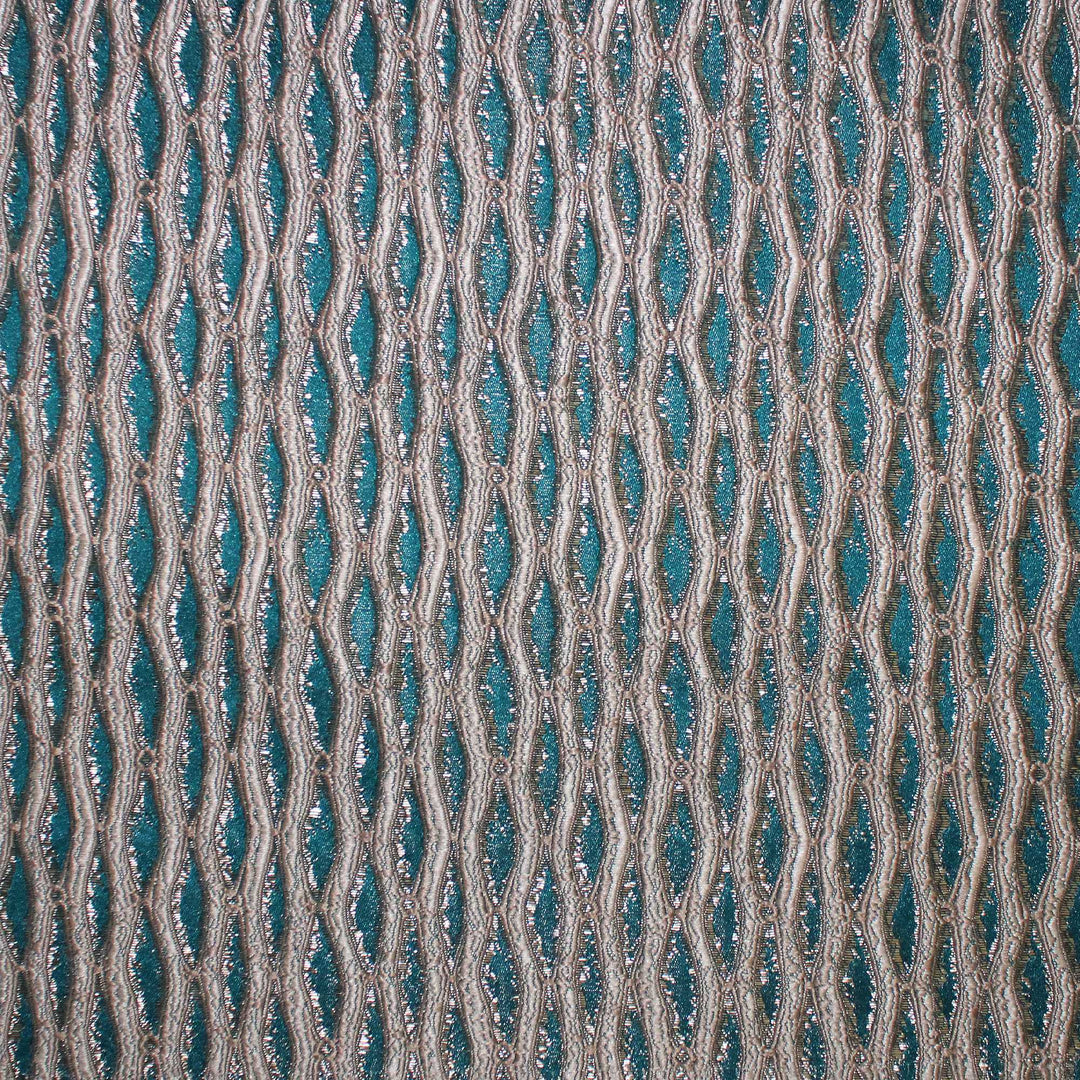 Montrelle Peacock Blue Textured Damask Jacquard Brocade Fabric