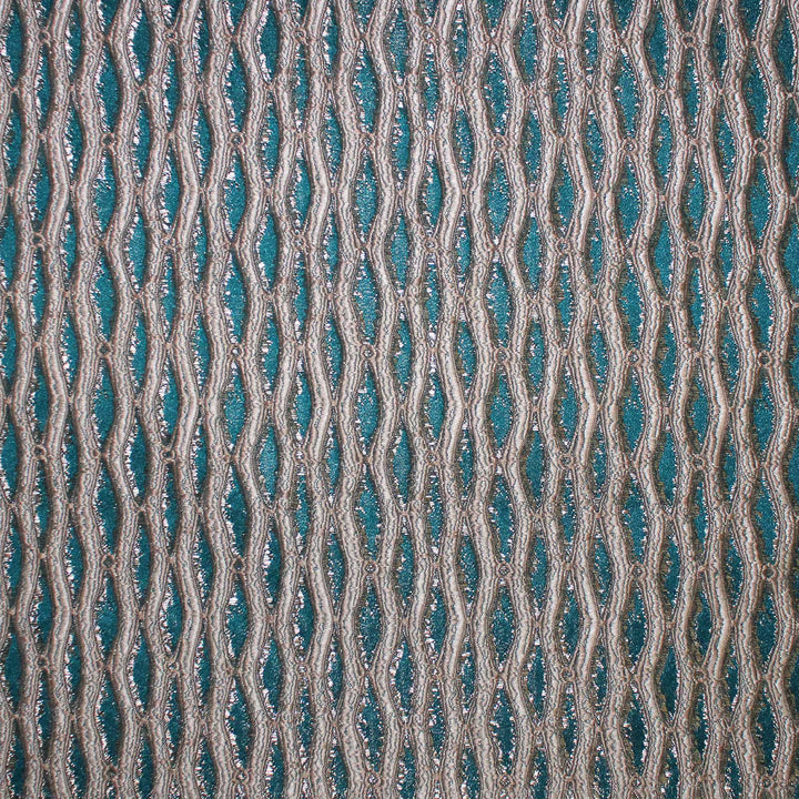 Montrelle Peacock Blue Textured Damask Jacquard Brocade Fabric