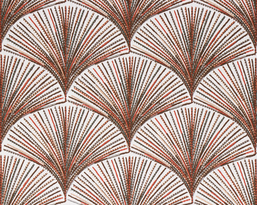 Fanella embroidered fan scallop fabric in Painted Rose