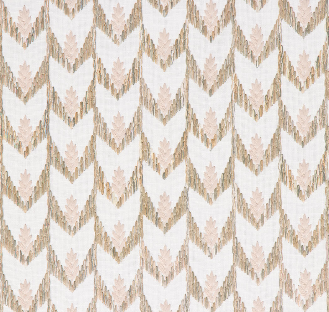 Arbelle ikat leaf chevron fabric in Spring