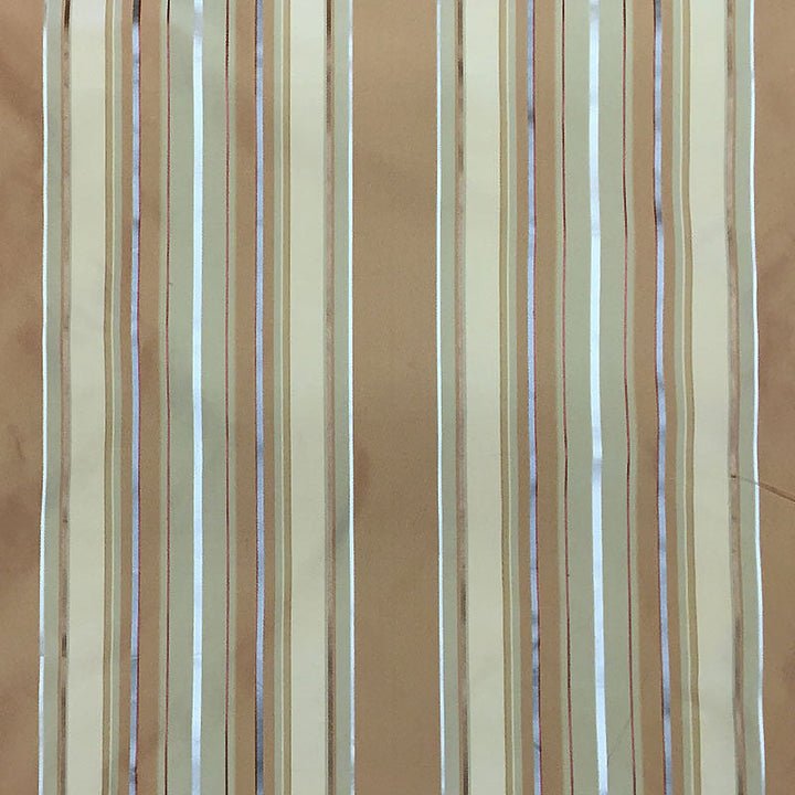 Nerielle Metallic Multi-Colored Stripe Silk Fabric in Amber