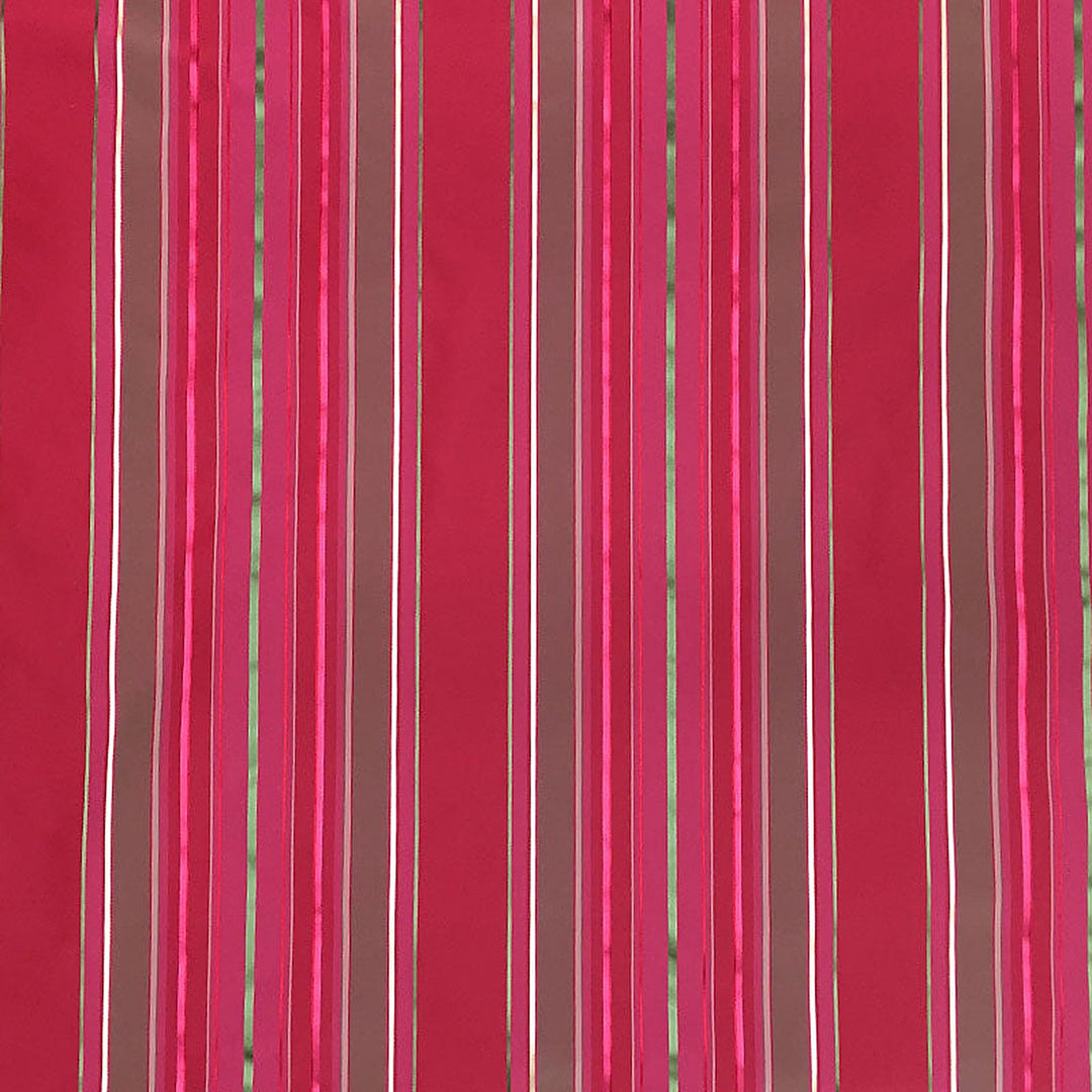 Nerielle Metallic Multi-Colored Stripe Silk Fabric in Raspberry