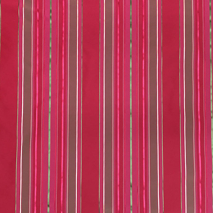Nerielle Metallic Multi-Colored Stripe Silk Fabric in Raspberry