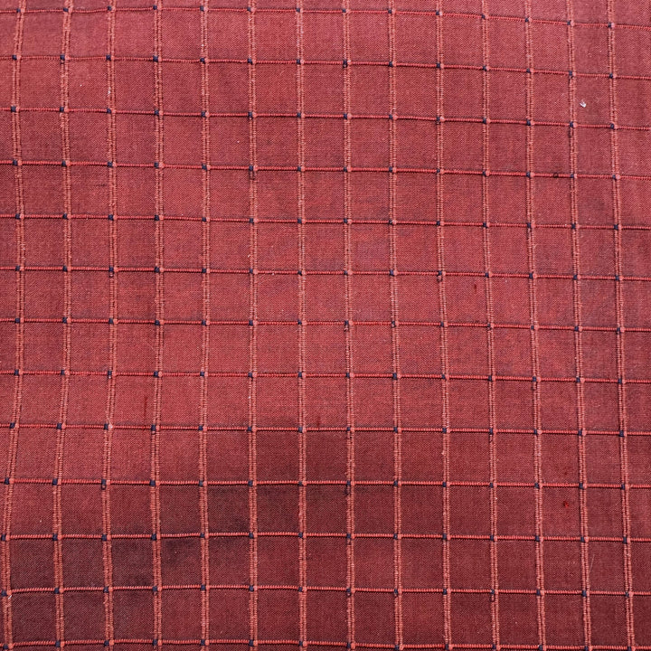 Parvelle Solid Small Square Geometric Silk Fabric in Brick