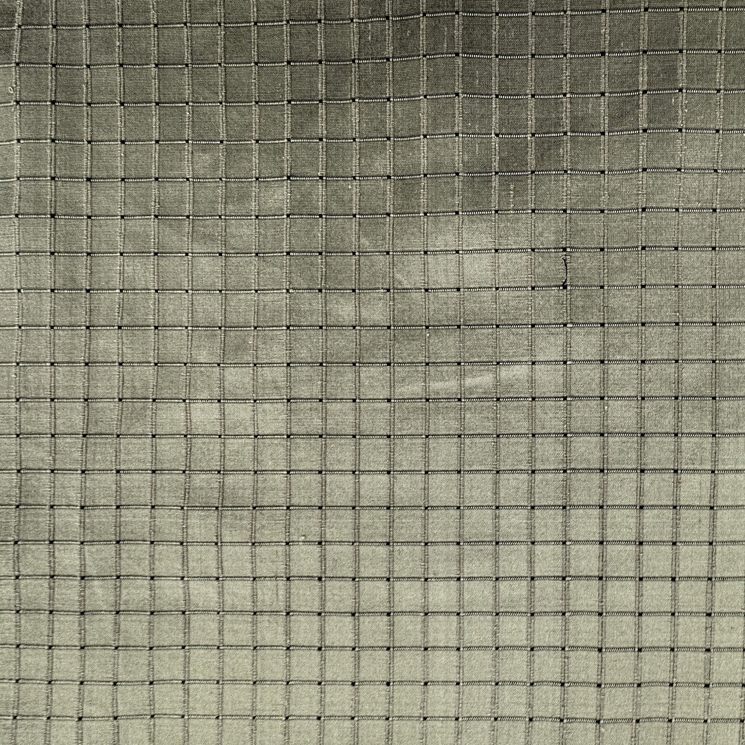 Parvelle Solid Small Square Geometric Silk Fabric in Ivy