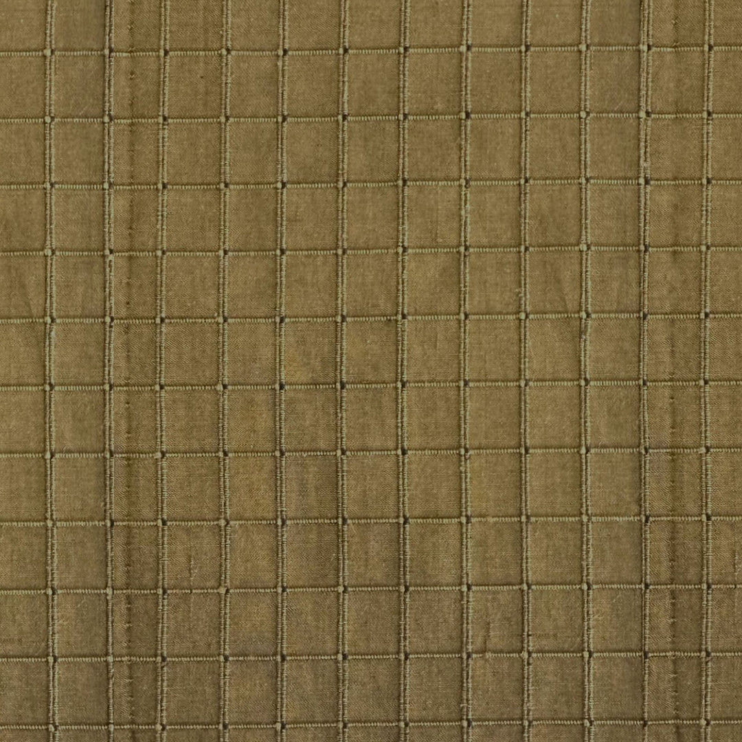 Parvelle Solid Small Square Geometric Silk Fabric in Kelp