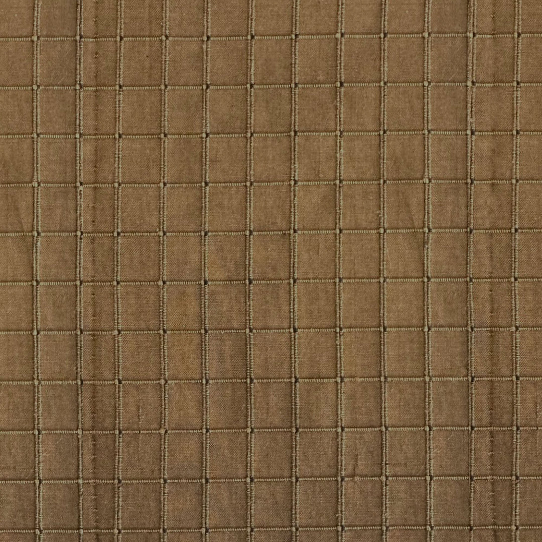 Parvelle Solid Small Square Geometric Silk Fabric in Walnut