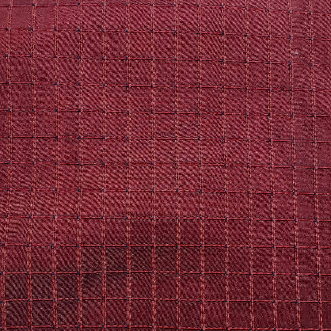 Parvelle Solid Small Square Geometric Silk Fabric in Wine