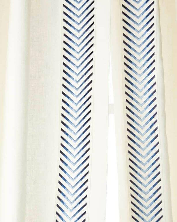 PAIR / Jun Cotton Linen Drapery with 4 inch Wide Accent Decorative Tape Rod Pocket Ready Made Curtain Drapery / 3 COLORS