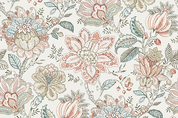 4 COLORS / Rosette Floral 100% Cotton Fabric