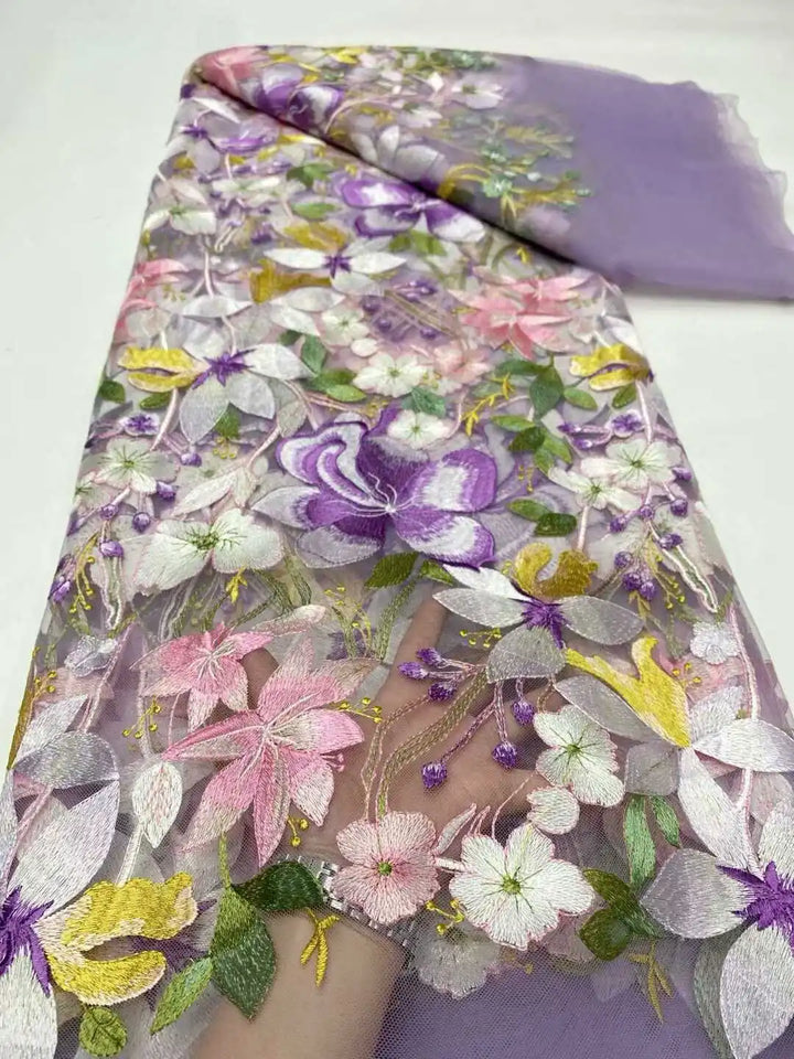 5 Yards / 14 Colors / Ivoryne Multicolor Flowers Tulle Lace Fabric