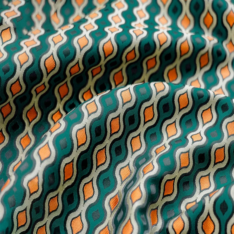 Rayan Retro Orange Green Midcentury Jacquard Fabric