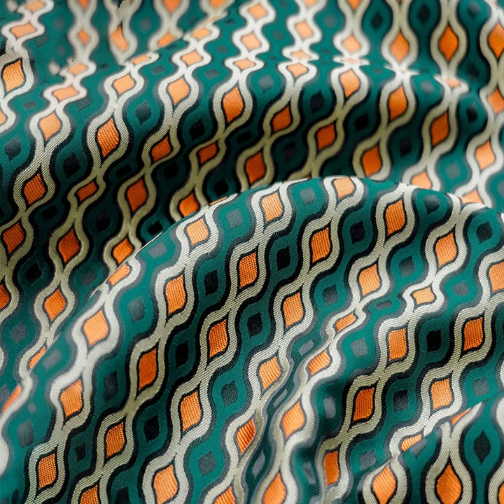 Rayan Retro Orange Green Midcentury Jacquard Fabric