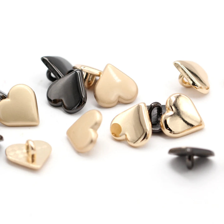 Hearts 11mm Metal Shank Button - 10 PC