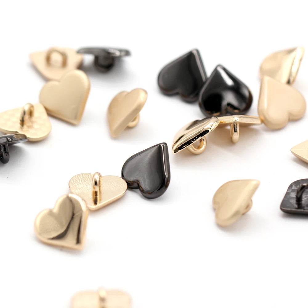 Hearts 11mm Metal Shank Button - 10 PC