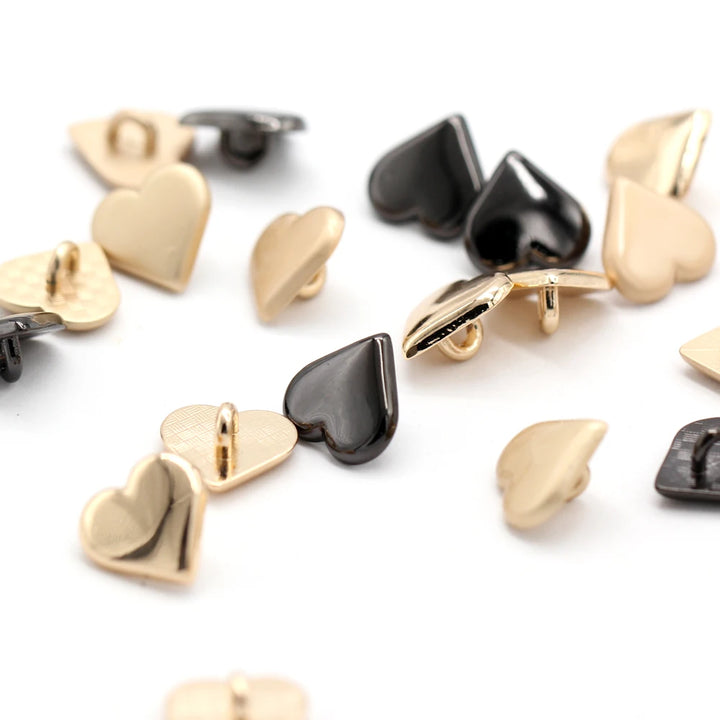 Hearts 11mm Metal Shank Button - 10 PC