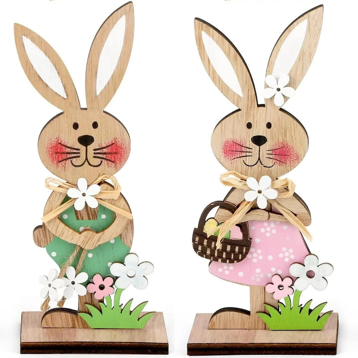 Wooden Easter Standing Rabbit Home Decor