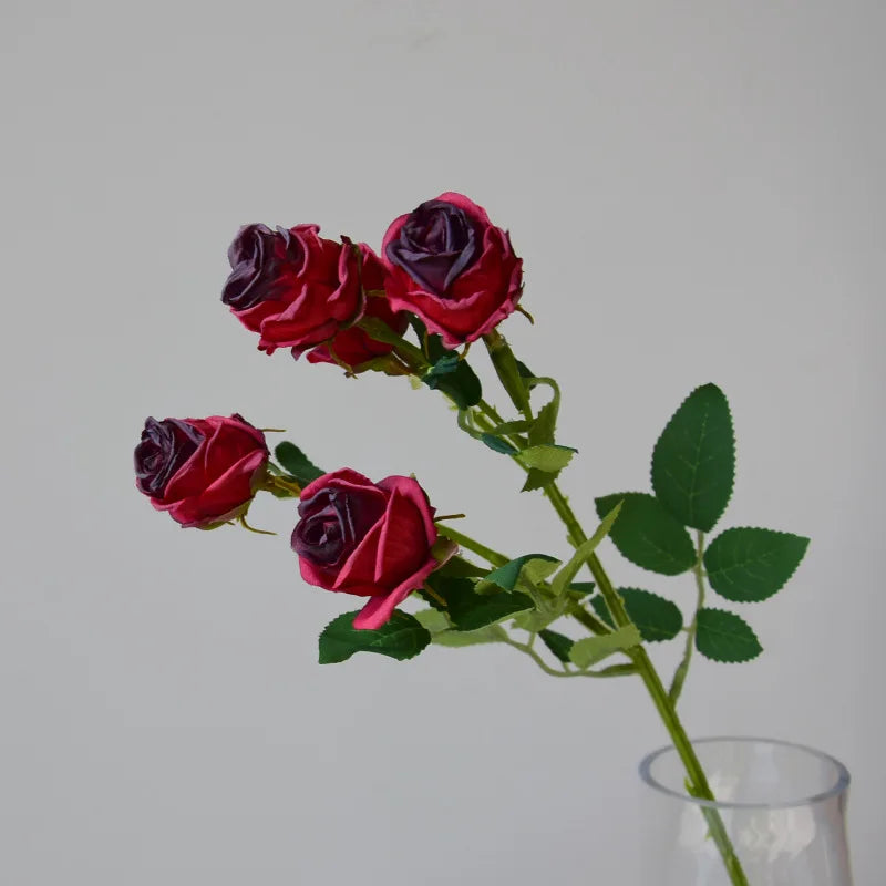 Serein 17 inch 5 Head Vintage Faux Rose Flower