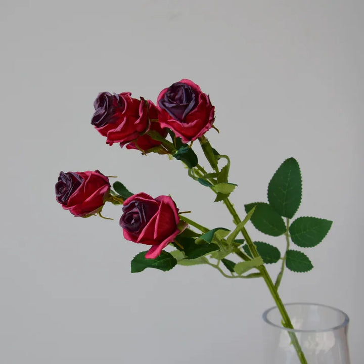 Serein 17 inch 5 Head Vintage Faux Rose Flower