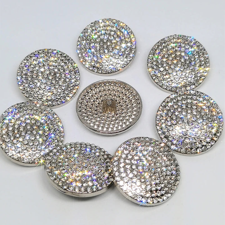 Shuier 26MM Rhinestone Metal Round Buttons - 6 PC