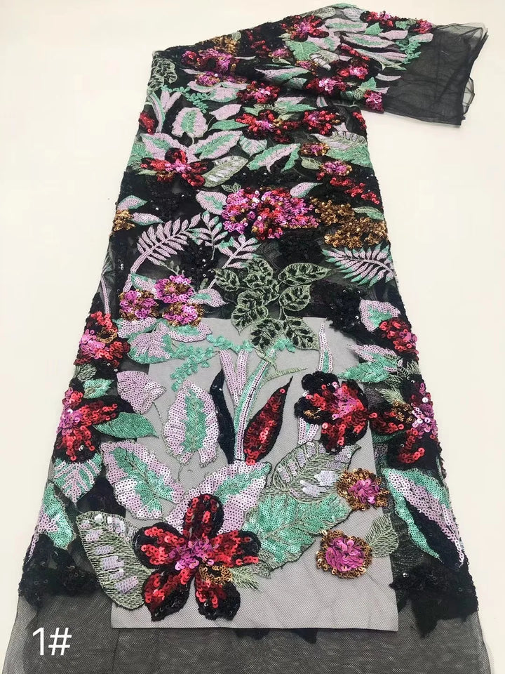 5 YARDS / 10 COLORS / Aurette Floral Beaded Embroidery Bridal Mesh Lace Fabric