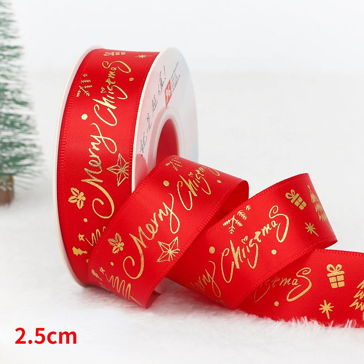 5 Yards / Polyester Printed Christmas Decoration Ribbon