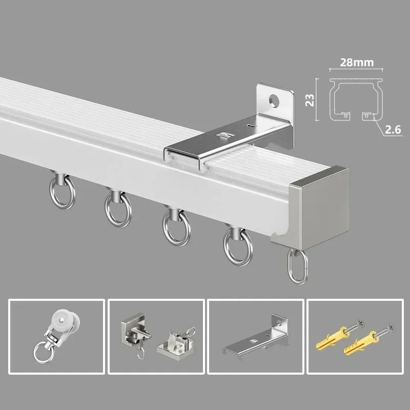 GlideForge Heavy Duty Single Double Curtain Track Up To 120KG