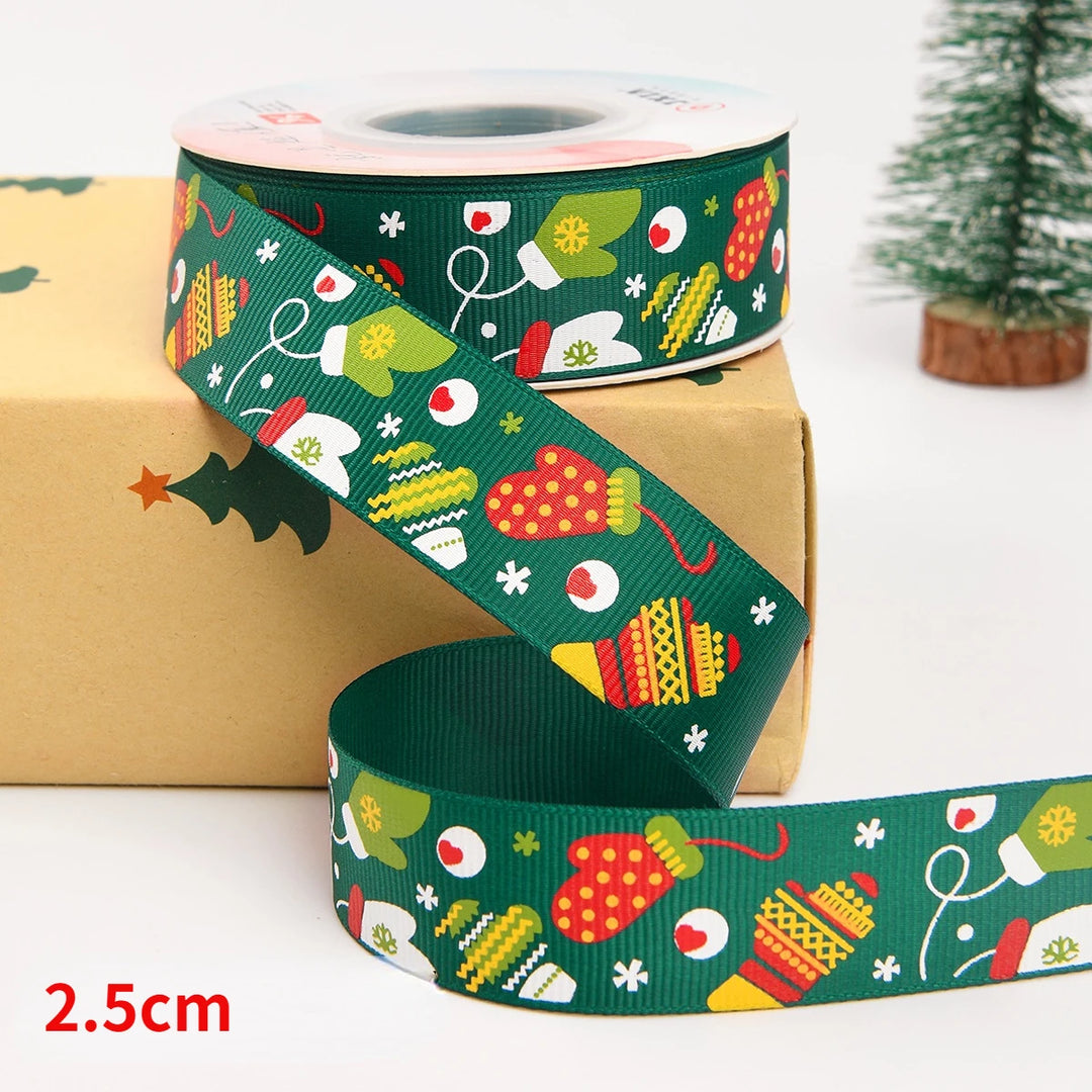 5 Yards / Polyester Printed Christmas Decoration Ribbon