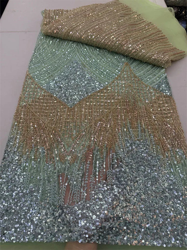 5 YARDS / 8 COLORS / Zeraphiel Beaded Embroidery Bridal Mesh Lace Fabric