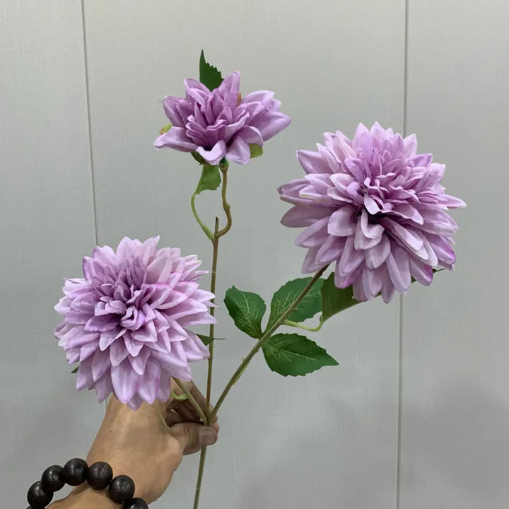 Fake Dahlia Flower with 3 Blooms