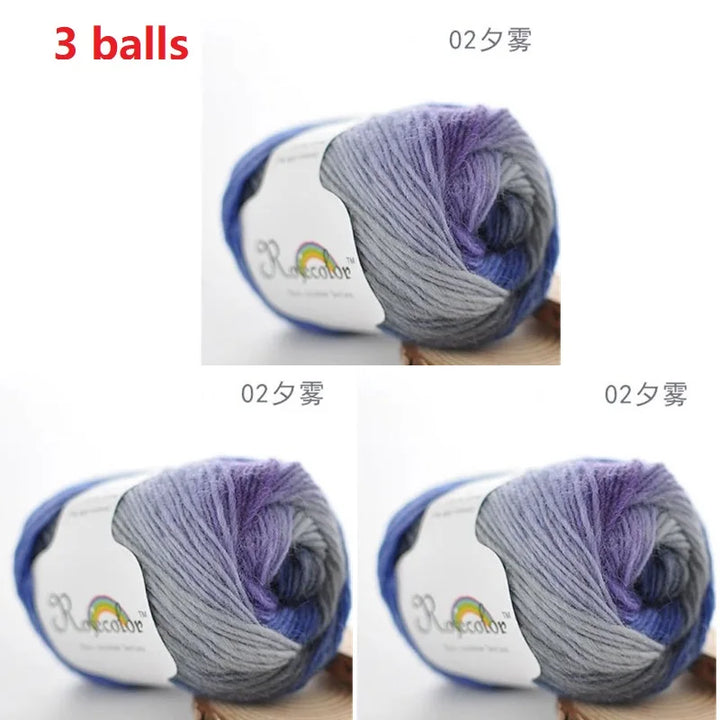 100% Wool Yarn Rainbow Color for Hand Knitting Crochet