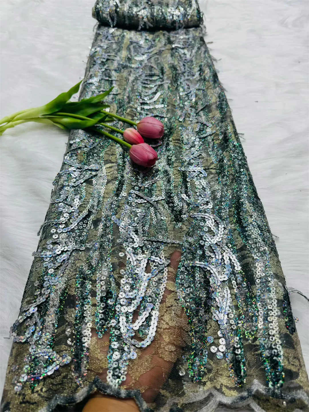 5 YARDS / 5 COLORS / Luminara Beaded Embroidery Bridal Mesh Lace Fabric