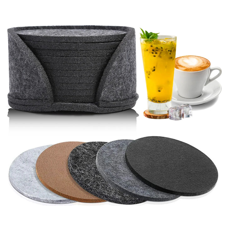 11pcs Round Felt Coaster Dining Table Protector Heat Resistant Pad