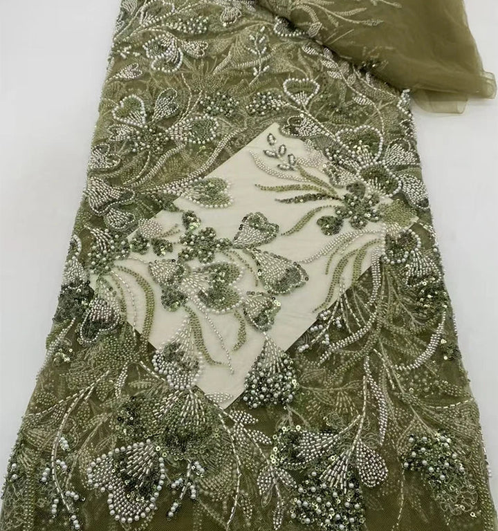 5 YARDS / 9 COLORS / Elowenra Beaded Embroidery Bridal Mesh Lace Fabric