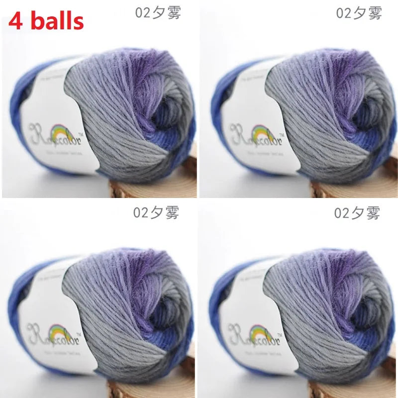 100% Wool Yarn Rainbow Color for Hand Knitting Crochet